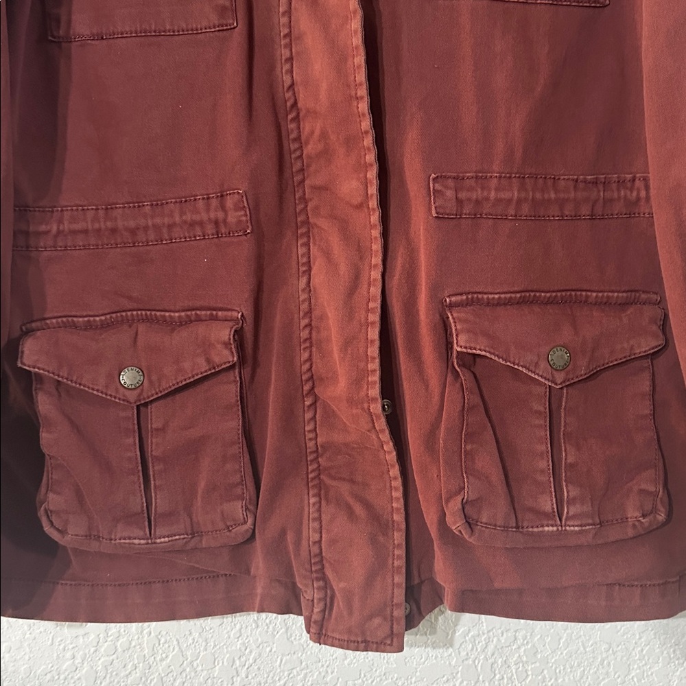 Tinsel Safari‎ Safari Wine Colored Hooded Jacket Full Zip W/ Cinch Waist Size L - Picture 4 of 12